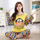 New Women Pajamas Sets autumn winter Sleeve Thin Cartoon Print Cute Loose Sleepwear Girl pijamas Mujer Leisure Nightgown Women AExp
