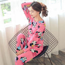 New Women Pajamas Sets autumn winter Sleeve Thin Cartoon Print Cute Loose Sleepwear Girl pijamas Mujer Leisure Nightgown Women-C Y hua mi qi-M-JadeMoghul Inc.