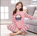 New Women Pajamas Sets autumn winter Sleeve Thin Cartoon Print Cute Loose Sleepwear Girl pijamas Mujer Leisure Nightgown Women-C Y jia fei mao-XL-JadeMoghul Inc.