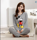 New Women Pajamas Sets autumn winter Sleeve Thin Cartoon Print Cute Loose Sleepwear Girl pijamas Mujer Leisure Nightgown Women-C Y tiao wen mi qi-XL-JadeMoghul Inc.