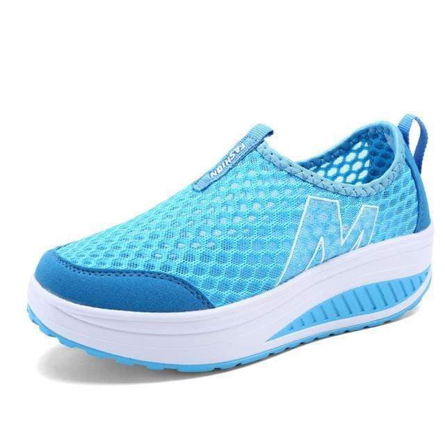New Women's Shoes Casual Sport Fashion Shoes Walking Flats Height Increasing Women Loafers Breathable Air Mesh Swing Wedges Shoe AExp