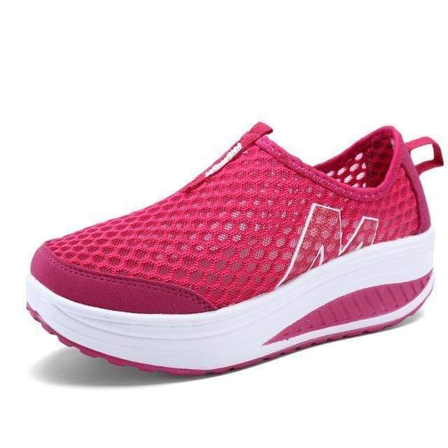 New Women's Shoes Casual Sport Fashion Shoes Walking Flats Height Increasing Women Loafers Breathable Air Mesh Swing Wedges Shoe AExp