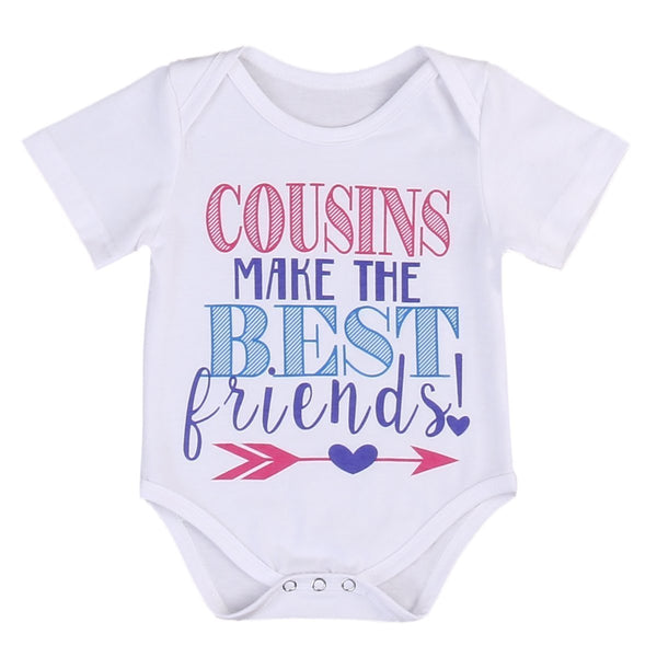 Newborn Baby Boy Girl Matching Outfit Brother Sister T-Shirt Word Letter Cousins make me best friend Kids Romper Tops Clothes-baby boy 0 to3M-JadeMoghul Inc.