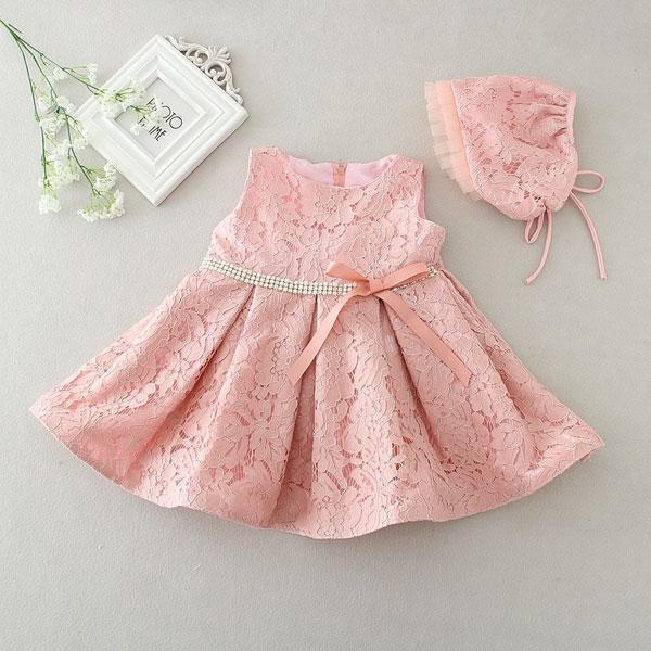 Newborn Baby Girl Dresses with Cap Super Back Bow Diamand Belt Baby Christening Gowns 1 year birthday dress vestido infantil-as picture-3M-JadeMoghul Inc.