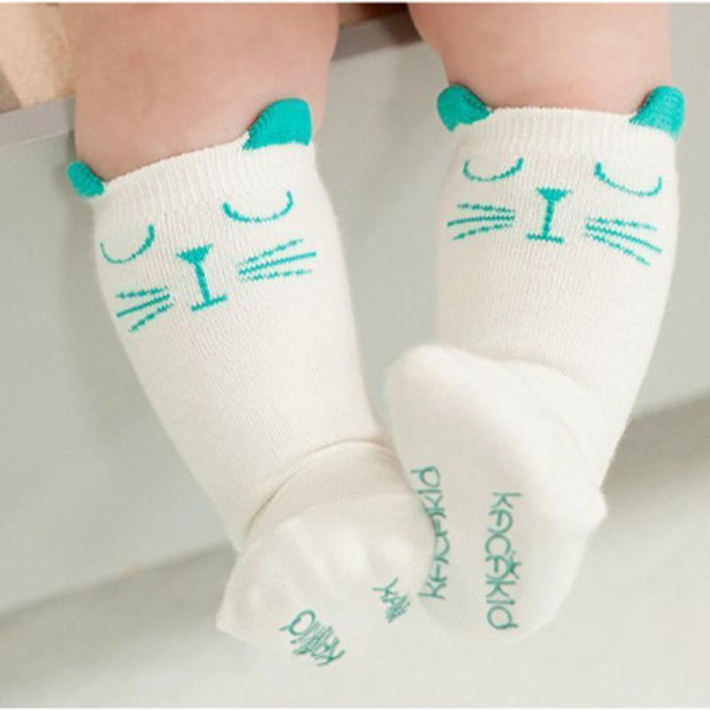 Newborn Toddler knee high sock Baby Boy Girl Socks anti slip Cute Cartoon Cat Skid Resistance leg warmers For newborns infant AExp