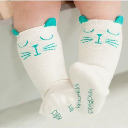 Newborn Toddler knee high sock Baby Boy Girl Socks anti slip Cute Cartoon Cat Skid Resistance leg warmers For newborns infant-White with Green ear-18M-JadeMoghul Inc.