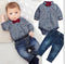 Newborns clothes new red plaid rompers shirts+jeans baby boys clothes bebes clothing set-tz901g-3M-JadeMoghul Inc.