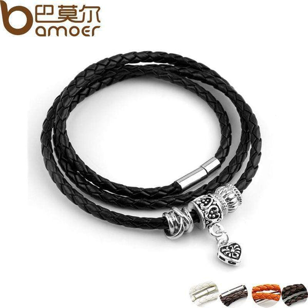 Newest Arrival Silver Charm Black Leather Bracelet for Women Five Colors Magnet Clasp Christmas Gift Jewelry PI0311