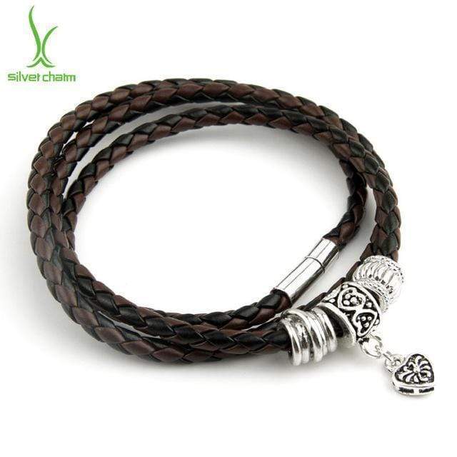 Newest Arrival Silver Charm Black Leather Bracelet for Women Five Colors Magnet Clasp Christmas Gift Jewelry PI0311