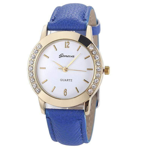 Newest Flower Printed Watch - Fashion Women Diamond Crystal Analog Quartz Wristwatch AExp