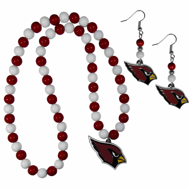 NFL - Arizona Cardinals Fan Bead Earrings and Necklace Set-Jewelry & Accessories,NFL Jewelry,Arizona Cardinals Jewelry-JadeMoghul Inc.