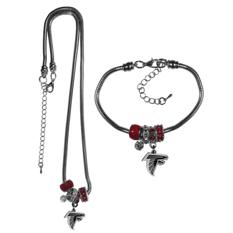 NFL - Atlanta Falcons Euro Bead Necklace and Bracelet Set-Jewelry & Accessories,NFL Jewelry,Atlanta Falcons Jewelry-JadeMoghul Inc.