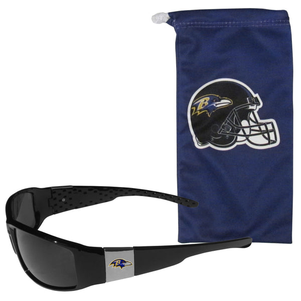 NFL - Baltimore Ravens Chrome Wrap Sunglasses and Bag-Sunglasses, Eyewear & Accessories,NFL Eyewear,Baltimore Ravens Eyewear-JadeMoghul Inc.