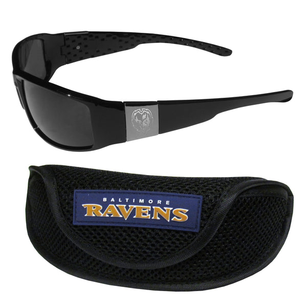 NFL - Baltimore Ravens Chrome Wrap Sunglasses and Sports Case-Sunglasses, Eyewear & Accessories,Sunglass & Accessory Sets,Chrome Wrap Sunglasses & Sport Case,NFL Chrome Wrap Sunglasses & Sport Case-JadeMoghul Inc.