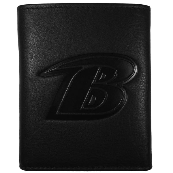 NFL - Baltimore Ravens Embossed Leather Tri-fold Wallet-Wallets & Checkbook Covers,NFL Wallets,NFL Tri-fold Wallets,Leather Tri-fold Wallets-JadeMoghul Inc.