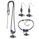 NFL - Baltimore Ravens Euro Bead Jewelry 3 piece Set-Jewelry & Accessories,NFL Jewelry,Baltimore Ravens Jewelry-JadeMoghul Inc.