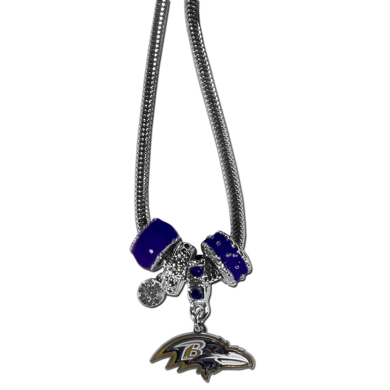 NFL - Baltimore Ravens Euro Bead Necklace-Jewelry & Accessories,Necklaces,Euro Bead Necklaces,NFL Euro Bead Necklaces-JadeMoghul Inc.