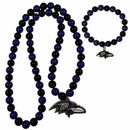 NFL - Baltimore Ravens Fan Bead Necklace and Bracelet Set-Jewelry & Accessories,NFL Jewelry,Baltimore Ravens Jewelry-JadeMoghul Inc.