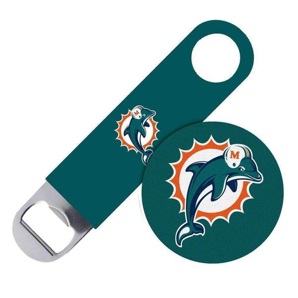 NFL - Boelter Bottle Opener With Coaster Set - Miami Dolphins-NFL-JadeMoghul Inc.