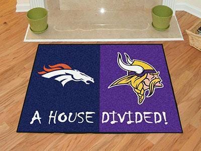 Large Rugs NFL Broncos Vikings House Divided Rug 33.75"x42.5"