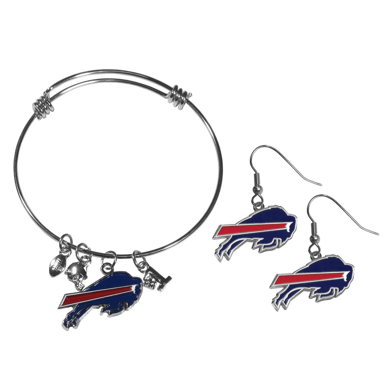 NFL - Buffalo Bills Dangle Earrings and Charm Bangle Bracelet Set-Jewelry & Accessories,NFL Jewelry,Buffalo Bills Jewelry-JadeMoghul Inc.