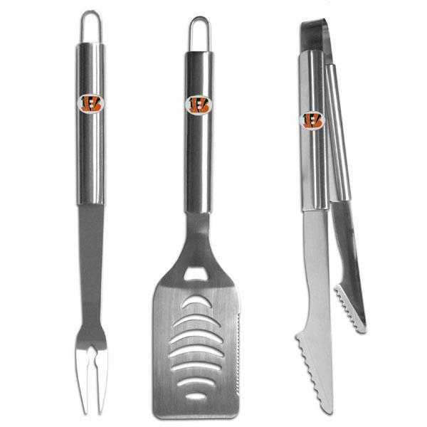 NFL - Cincinnati Bengals 3 pc Stainless Steel BBQ Set-Tailgating & BBQ Accessories,BBQ Tools,3 pc Steel Tool SetNFL 3 pc Steel Tool Set-JadeMoghul Inc.