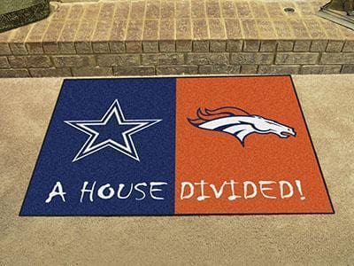 Large Rugs NFL Cowboys Broncos House Divided Rug 33.75"x42.5"