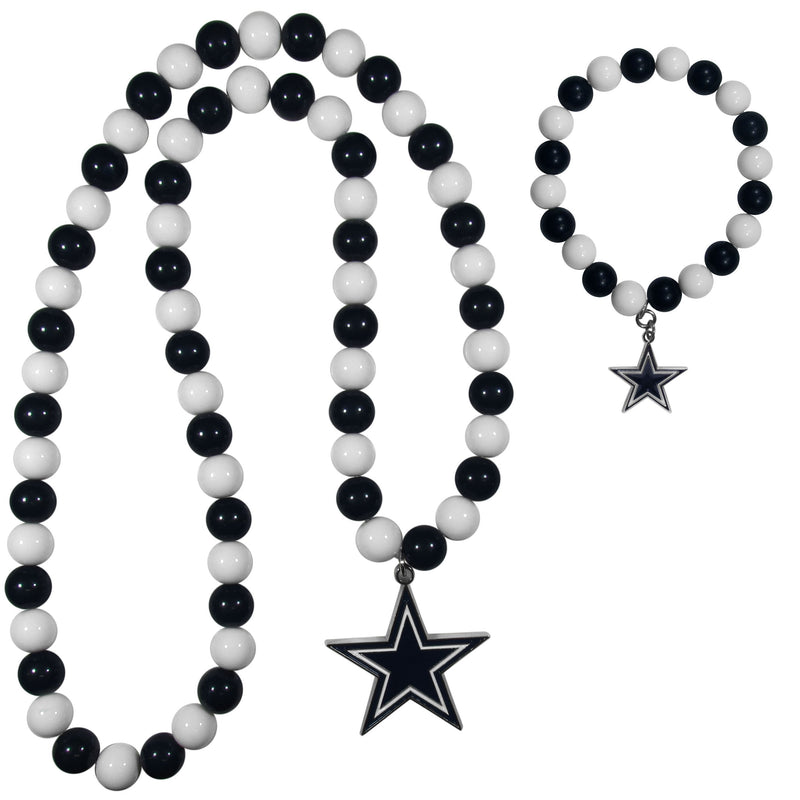 NFL - Dallas Cowboys Fan Bead Necklace and Bracelet Set-Jewelry & Accessories,NFL Jewelry,Dallas Cowboys Jewelry-JadeMoghul Inc.