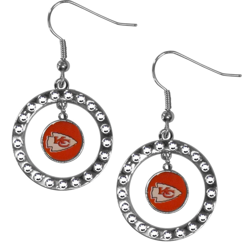 NFL - Kansas City Chiefs Rhinestone Hoop Earrings-Jewelry & Accessories,Earrings,Rhinestone Hoop Earrings,NFL Rhinestone Hoop Earrings-JadeMoghul Inc.
