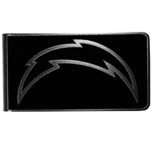 NFL - Los Angeles Chargers Black and Steel Money Clip-Wallets & Checkbook Covers,NFL Wallets,Los Angeles Chargers Wallets-JadeMoghul Inc.