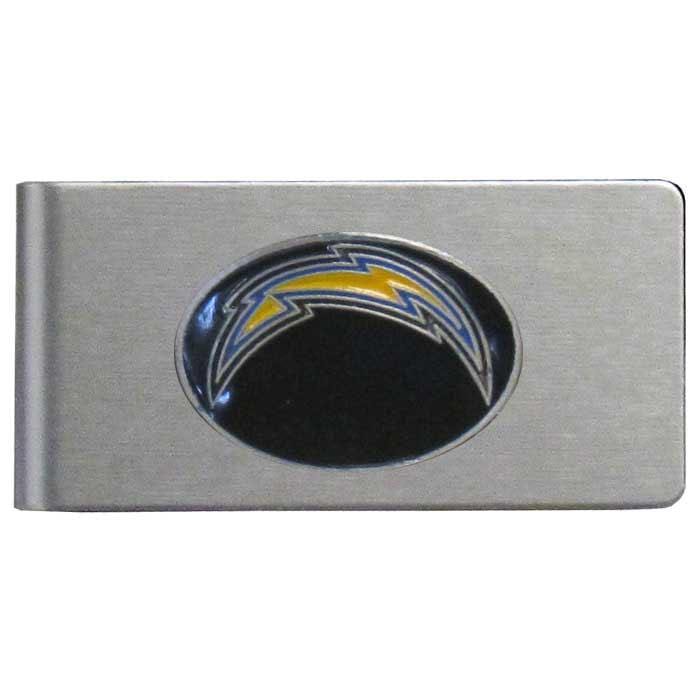 NFL - Los Angeles Chargers Brushed Metal Money Clip-Wallets & Checkbook Covers,Money Clips,Brushed Money Clips,NFL Brushed Money Clips-JadeMoghul Inc.