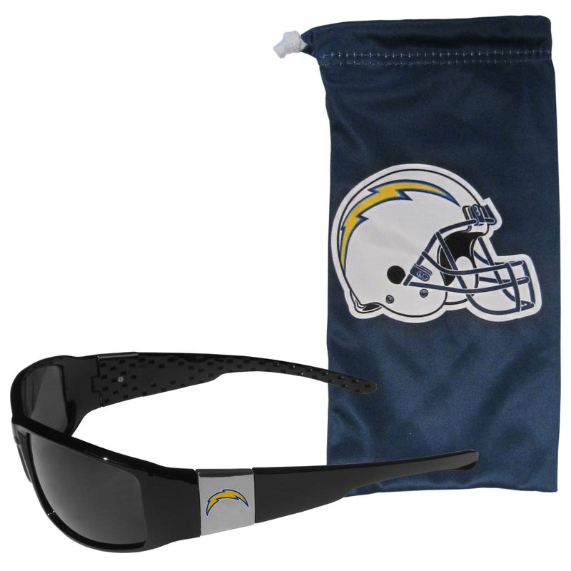 NFL - Los Angeles Chargers Chrome Wrap Sunglasses and Bag-Sunglasses, Eyewear & Accessories,NFL Eyewear,Los Angeles Chargers Eyewear-JadeMoghul Inc.