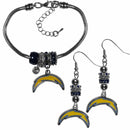 NFL - Los Angeles Chargers Euro Bead Earrings and Bracelet Set-Jewelry & Accessories,NFL Jewelry,Los Angeles Chargers Jewelry-JadeMoghul Inc.
