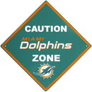 NFL - Miami Dolphins Caution Wall Sign Plaque-Tailgating & BBQ Accessories,NFL Tailgating Accessories,NFL Wall Plaques, Caution Sign Wall Plaque-JadeMoghul Inc.