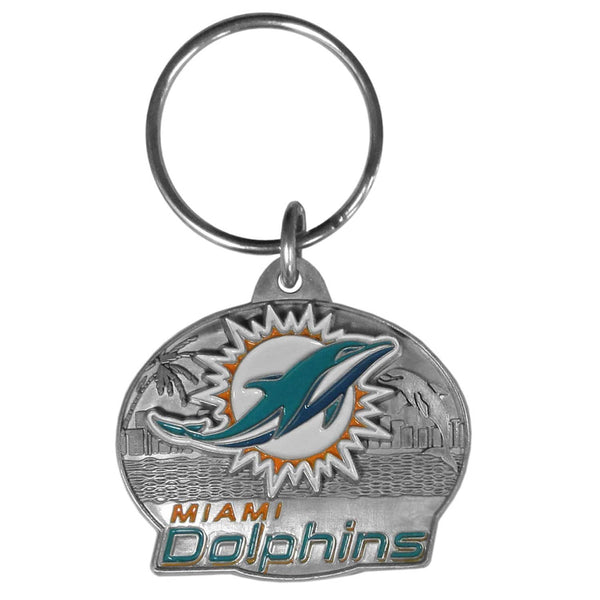 NFL - Miami Dolphins Oval Carved Metal Key Chain-Key Chains,Scultped Metal Key Chains,NFL Scultped Metal Key Chains-JadeMoghul Inc.