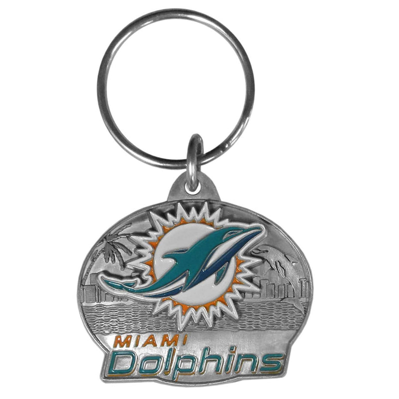 NFL - Miami Dolphins Oval Carved Metal Key Chain-Key Chains,Scultped Metal Key Chains,NFL Scultped Metal Key Chains-JadeMoghul Inc.