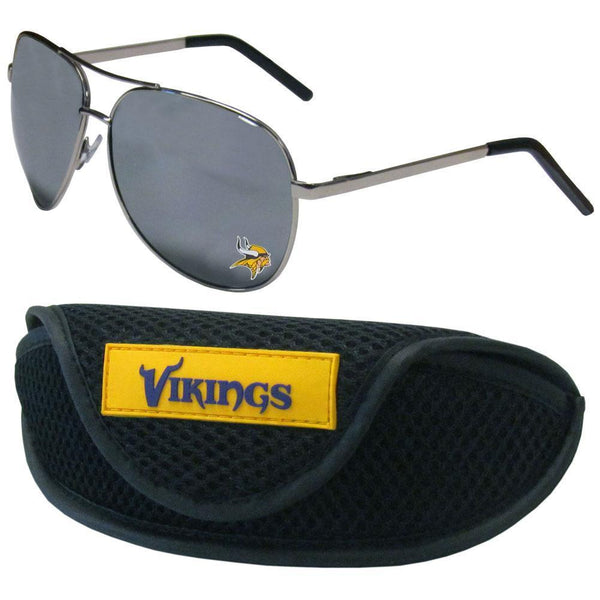 NFL - Minnesota Vikings Aviator Sunglasses and Sports Case-Sunglasses, Eyewear & Accessories,Sunglass & Accessory Sets,Aviator Sunglasses & Sport Case,NFL Aviator Sunglasses Sunglasses & Sport Case-JadeMoghul Inc.