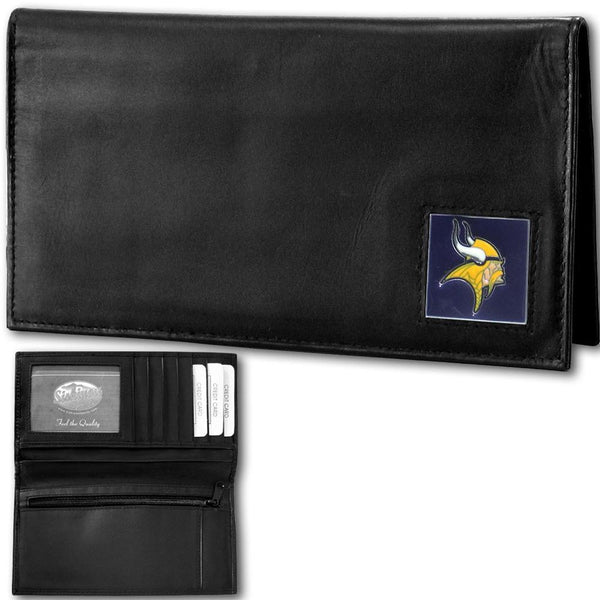 NFL - Minnesota Vikings Deluxe Leather Checkbook Cover-Wallets & Checkbook Covers,Checkbook Covers,Wallet Checkbook Covers,Window Box Packaging,NFL Wallet Checkbook Covers-JadeMoghul Inc.