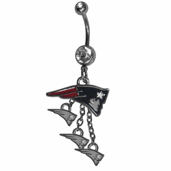 NFL - New England Patriots Dangle Charm Navel Ring-Major Sports Accessories-JadeMoghul Inc.