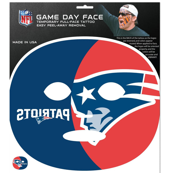 NFL - New England Patriots Game Face Temporary Tattoo-Tailgating & BBQ Accessories,Game Day Face Temporary Tattoos,NFL Game Day Faces-JadeMoghul Inc.