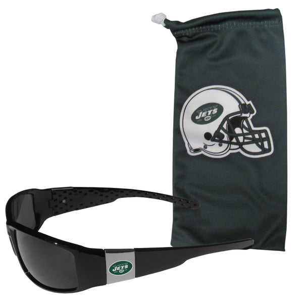 NFL - New York Jets Chrome Wrap Sunglasses and Bag-Sunglasses, Eyewear & Accessories,NFL Eyewear,New York Jets Eyewear-JadeMoghul Inc.