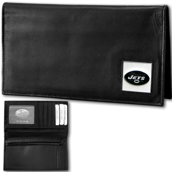 NFL - New York Jets Deluxe Leather Checkbook Cover-Wallets & Checkbook Covers,Checkbook Covers,Wallet Checkbook Covers,Window Box Packaging,NFL Wallet Checkbook Covers-JadeMoghul Inc.