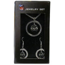 NFL - New York Jets Rhinestone Hoop Jewelry Set-Jewelry & Accessories,Jewelry Sets,Rhinestone Earrings and Necklaces,NFL Rhinestone Earrings and Necklaces-JadeMoghul Inc.