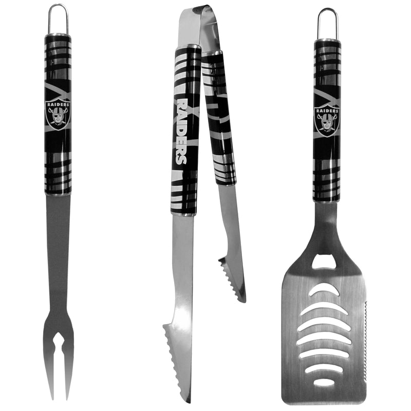 NFL - Oakland Raiders 3 pc Tailgater BBQ Set-Tailgating & BBQ Accessories,BBQ Tools,3 pc Tailgater Tool Set,NFL 3 pc Tailgater Tool Set-JadeMoghul Inc.