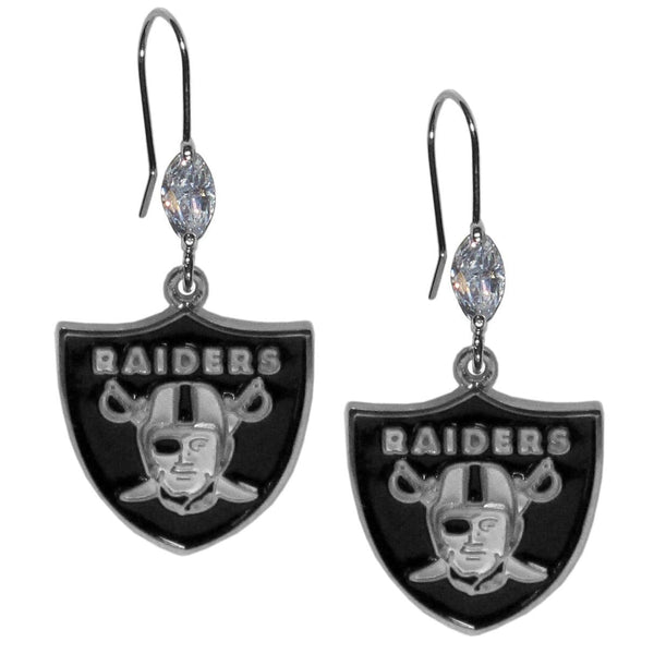 NFL - Oakland Raiders Crystal Dangle Earrings-Jewelry & Accessories,Earrings,Crystal Dangle Earrings,NFL Crystal Earrings-JadeMoghul Inc.