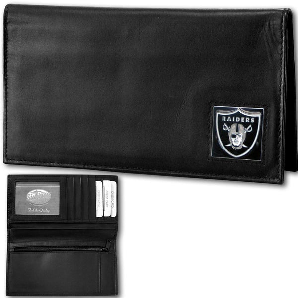 NFL - Oakland Raiders Deluxe Leather Checkbook Cover-Wallets & Checkbook Covers,Checkbook Covers,Wallet Checkbook Covers,Window Box Packaging,NFL Wallet Checkbook Covers-JadeMoghul Inc.