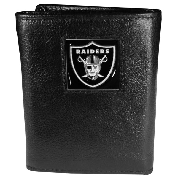 NFL - Oakland Raiders Deluxe Leather Tri-fold Wallet-Wallets & Checkbook Covers,Tri-fold Wallets,Deluxe Tri-fold Wallets,Window Box Packaging,NFL Tri-fold Wallets-JadeMoghul Inc.