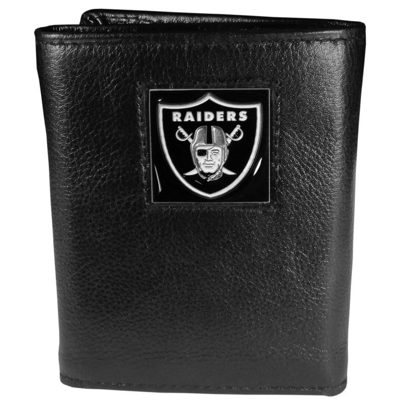 NFL - Oakland Raiders Deluxe Leather Tri-fold Wallet-Wallets & Checkbook Covers,Tri-fold Wallets,Deluxe Tri-fold Wallets,Window Box Packaging,NFL Tri-fold Wallets-JadeMoghul Inc.