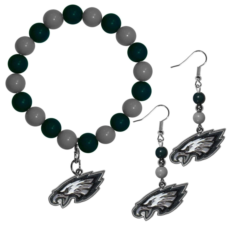 NFL - Philadelphia Eagles Fan Bead Earrings and Bracelet Set-Jewelry & Accessories,Jewelry Sets,Fan Bead Earrings and Bracelet-JadeMoghul Inc.