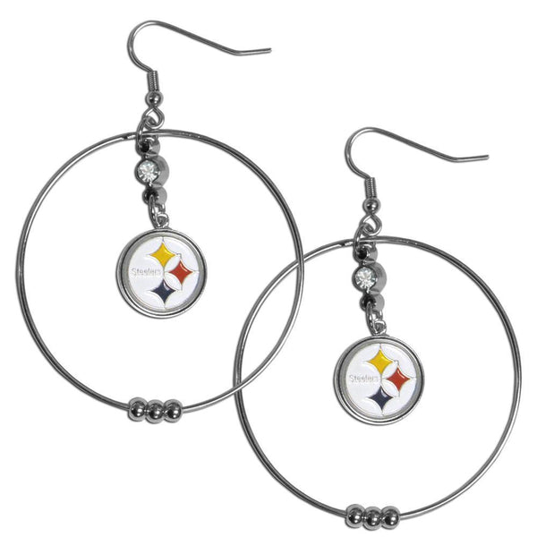 NFL - Pittsburgh Steelers 2 Inch Hoop Earrings-Jewelry & Accessories,Earrings,2 inch Hoop Earrings,NFL Hoop Earrings-JadeMoghul Inc.